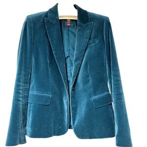 blazer VINCE CAMUTO vintage blue cotton velvet classic elegant rich unique color